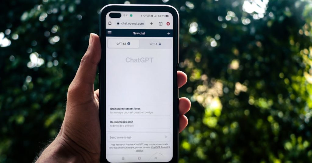 Pessoa usando smartphone com elementos de inteligência artificial e Instagram ao redor